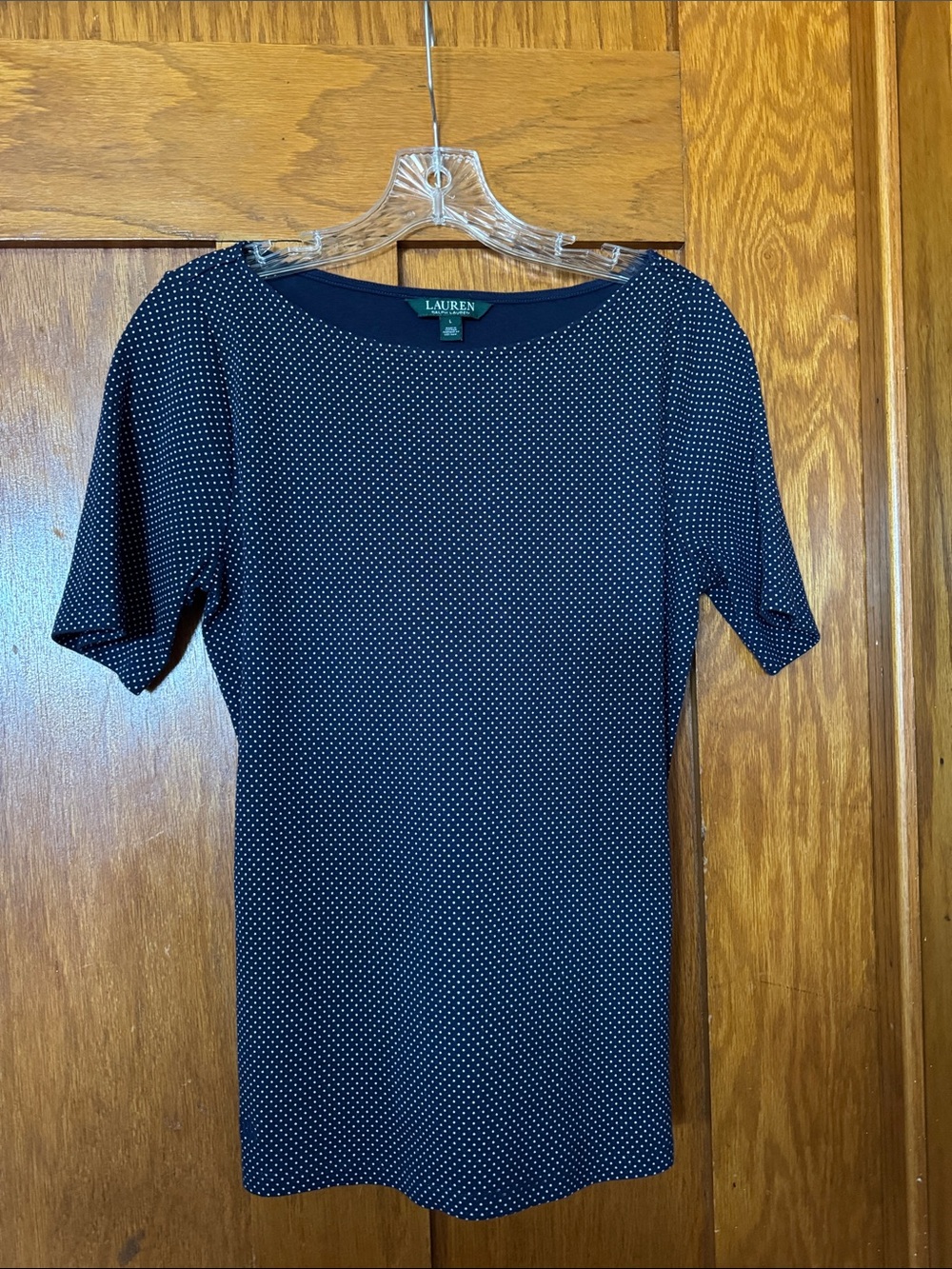 Lauren Ralph Lauren Navy Polka Dot Short Sleeve Top